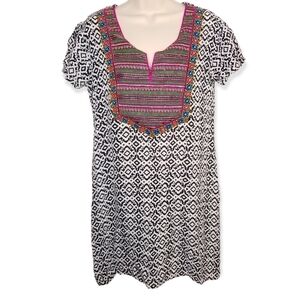 S.R. Fashion Geometric Pattern Short Sleeve‎ Dress Size Small